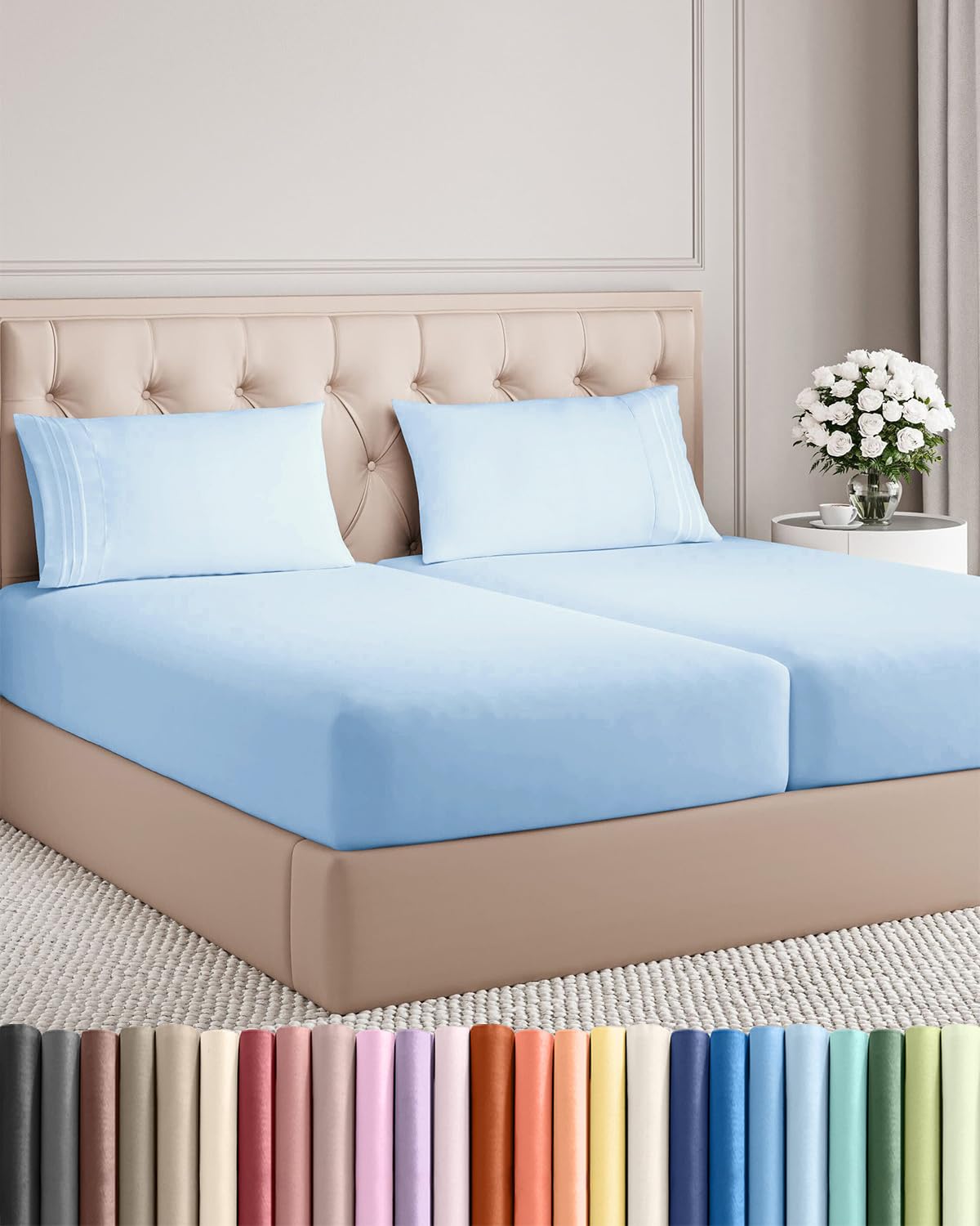 CGK Unlimited 4 Piece Sheet Set - Ultra-Soft, Breathable & Cooling Bed Sheets Set - Hotel Luxury Bedding for Women & Men with Deep Pockets - Wrinkle & Fade Free - Oeko-Tex