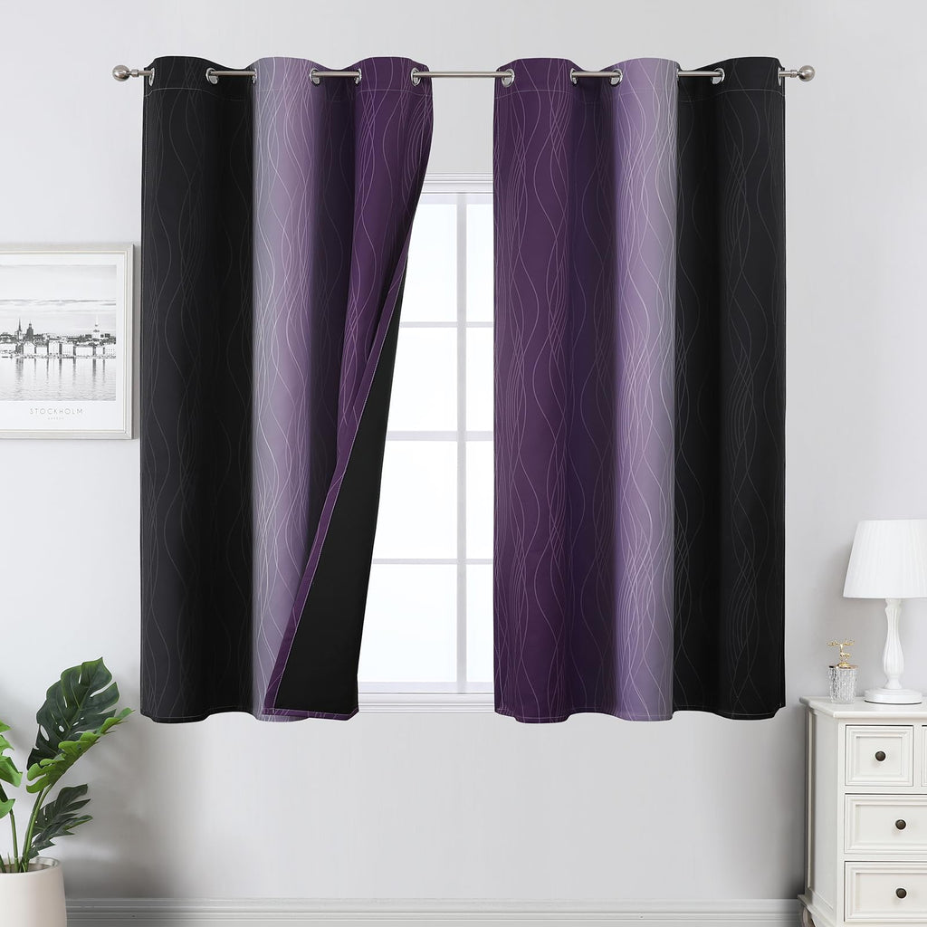 Estelar Textiler Ombre Blackout Curtains for Bedroom 2 Panels Set