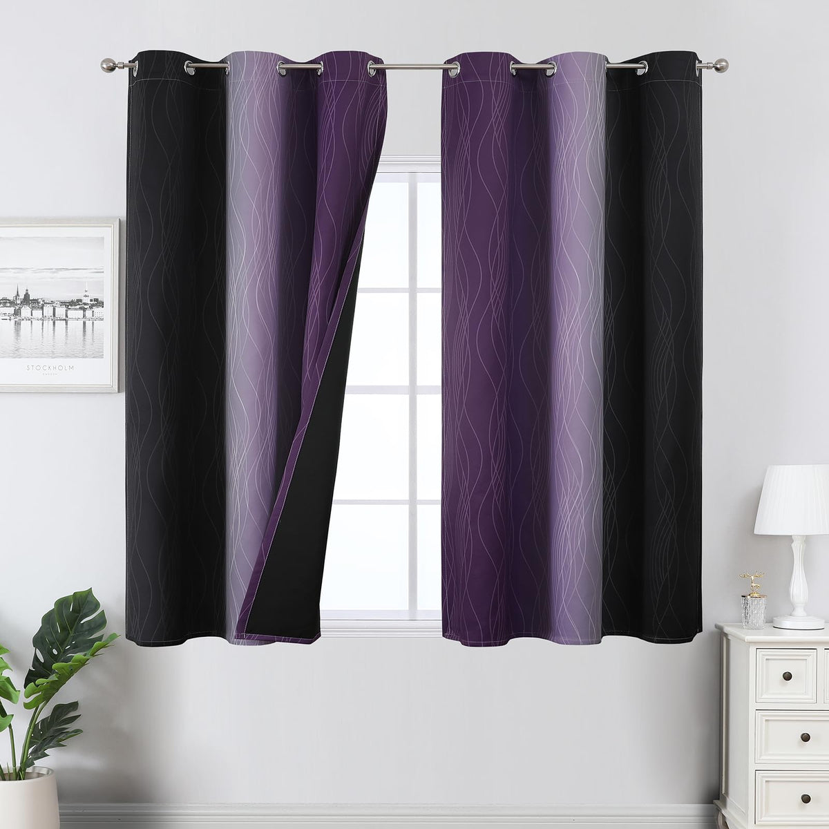 Estelar Textiler Ombre Blackout Curtains for Bedroom 2 Panels Set