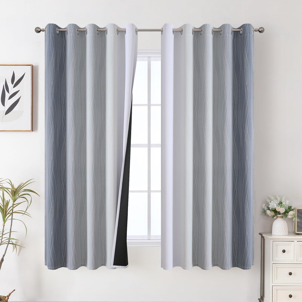 Estelar Textiler Ombre Blackout Curtains for Bedroom 2 Panels Set