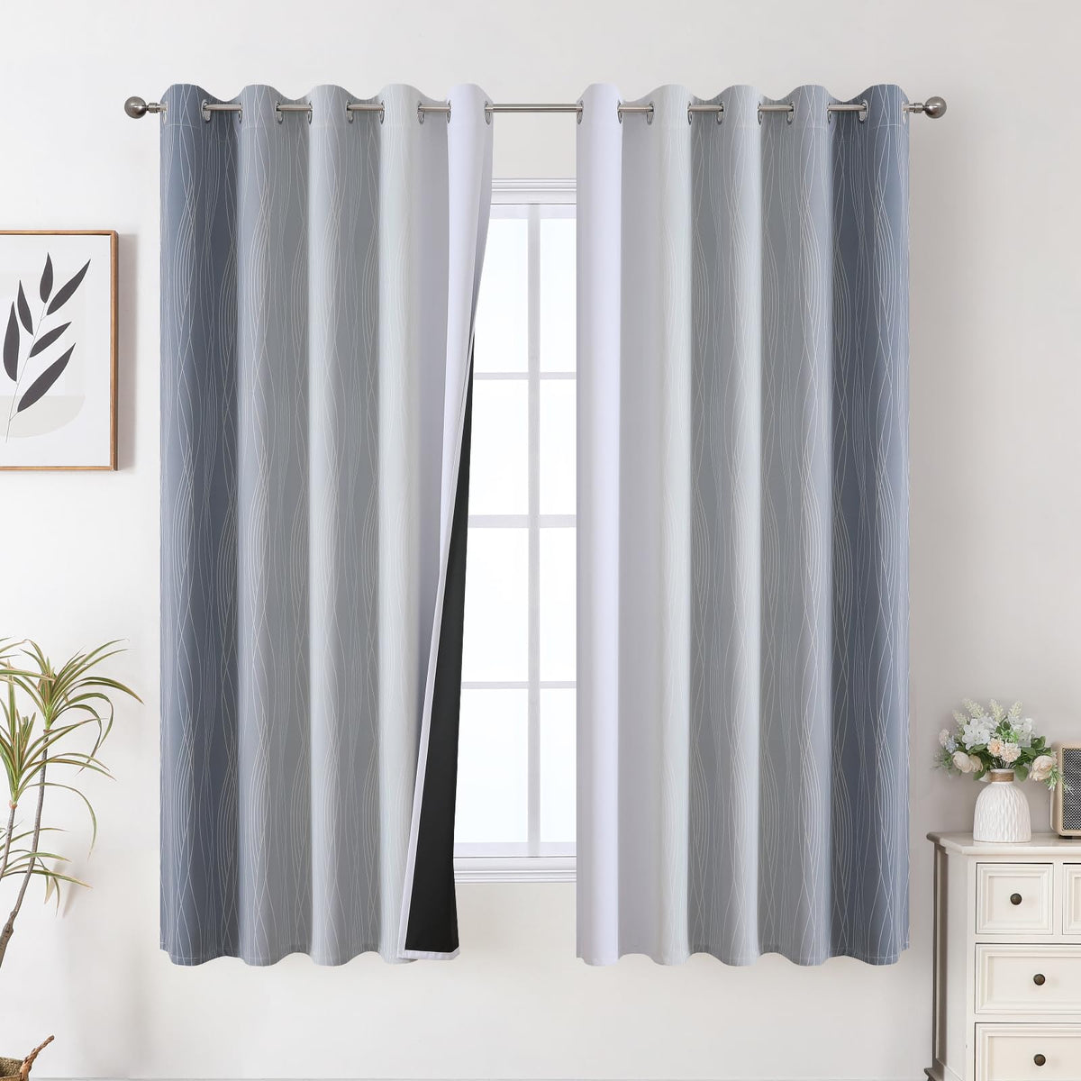 Estelar Textiler Ombre Blackout Curtains for Bedroom 2 Panels Set