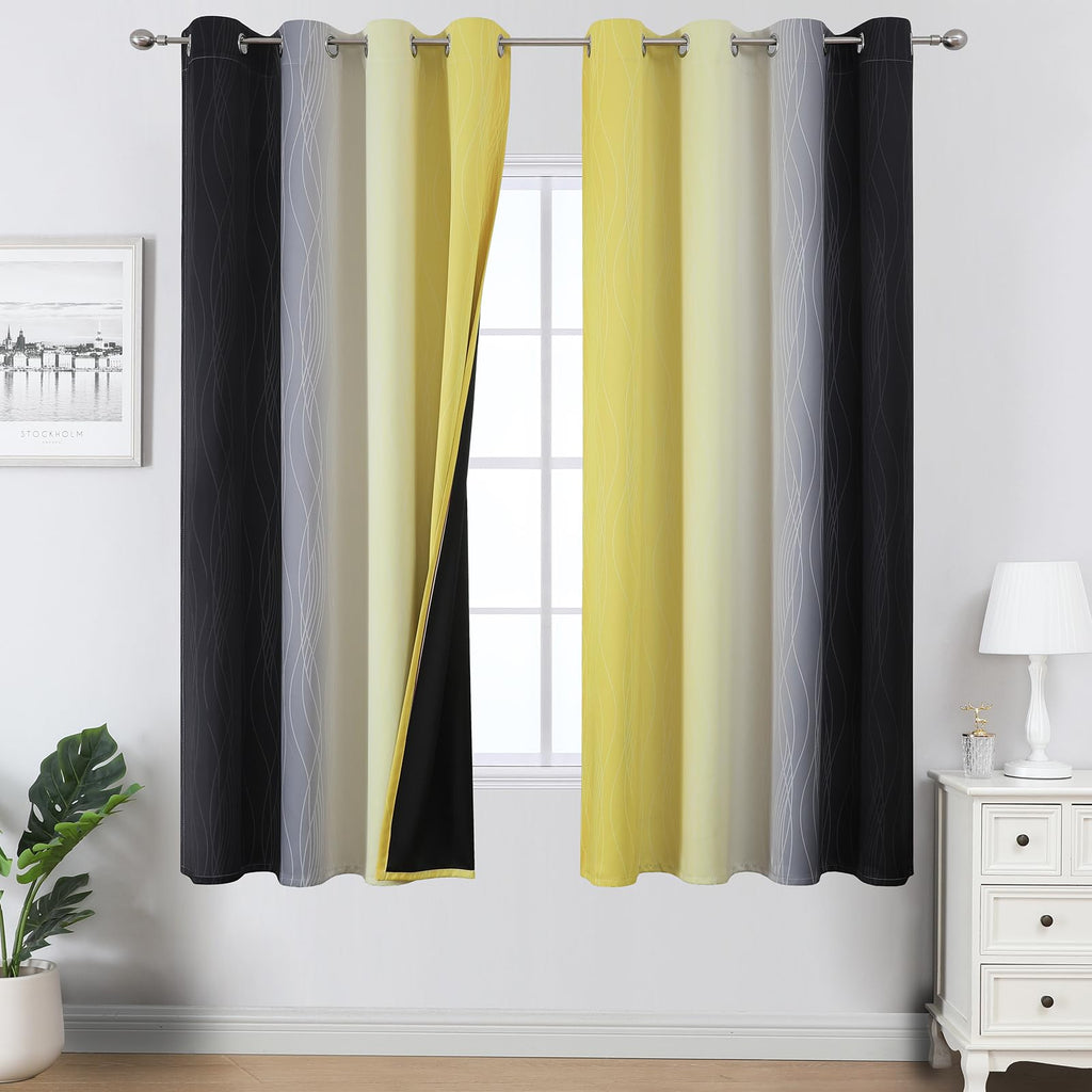Estelar Textiler Ombre Blackout Curtains for Bedroom 2 Panels Set