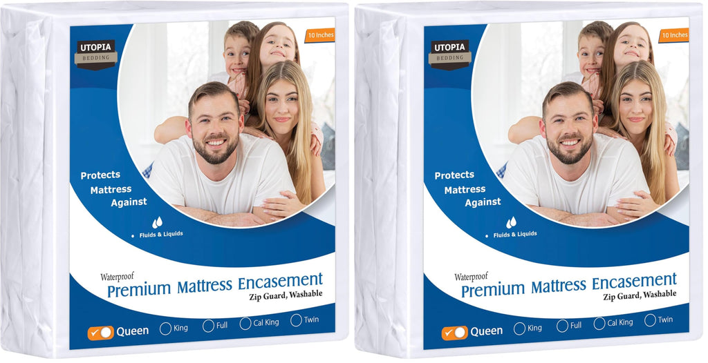 Utopia Bedding Premium Waterproof Bed Bug Mattress Cover, Zippered Mattress Protector, Dust Mite Proof 6-Sided Mattress Encasement for Bed