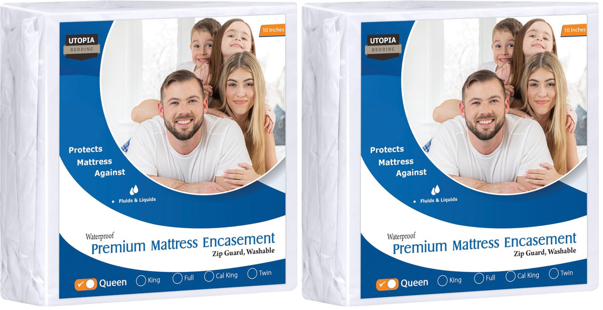 Utopia Bedding Premium Waterproof Bed Bug Mattress Cover, Zippered Mattress Protector, Dust Mite Proof 6-Sided Mattress Encasement for Bed