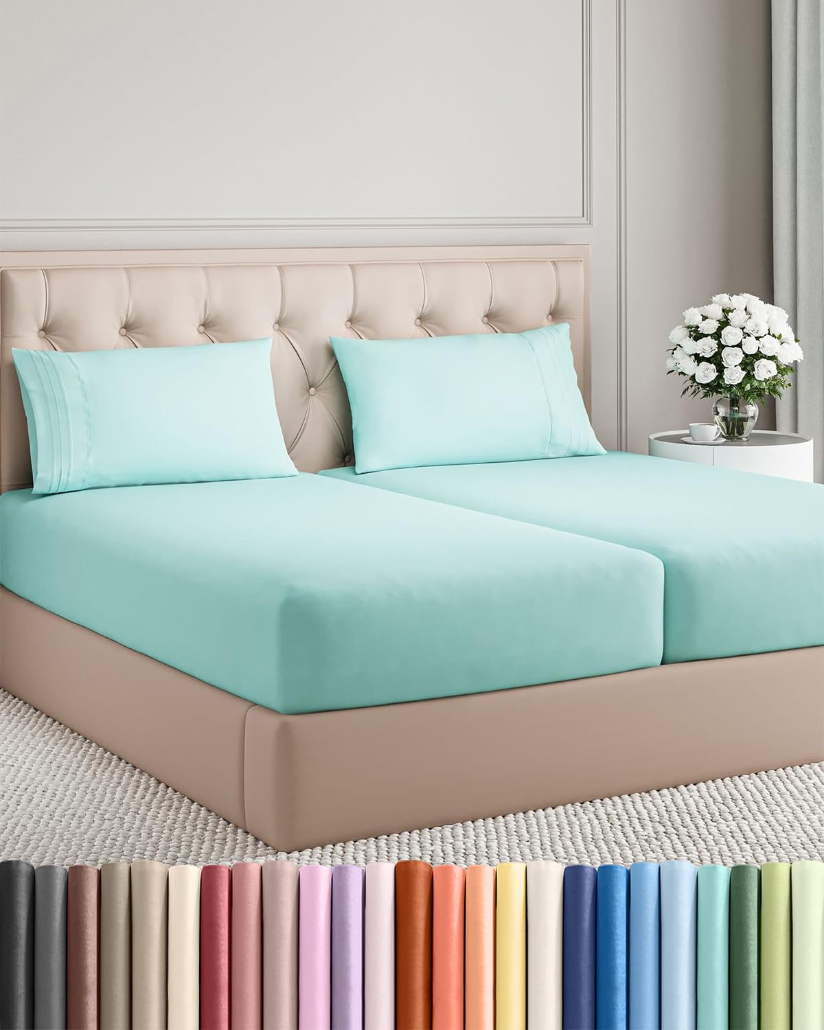 CGK Unlimited 4 Piece Sheet Set - Ultra-Soft, Breathable & Cooling Bed Sheets Set - Hotel Luxury Bedding for Women & Men with Deep Pockets - Wrinkle & Fade Free - Oeko-Tex