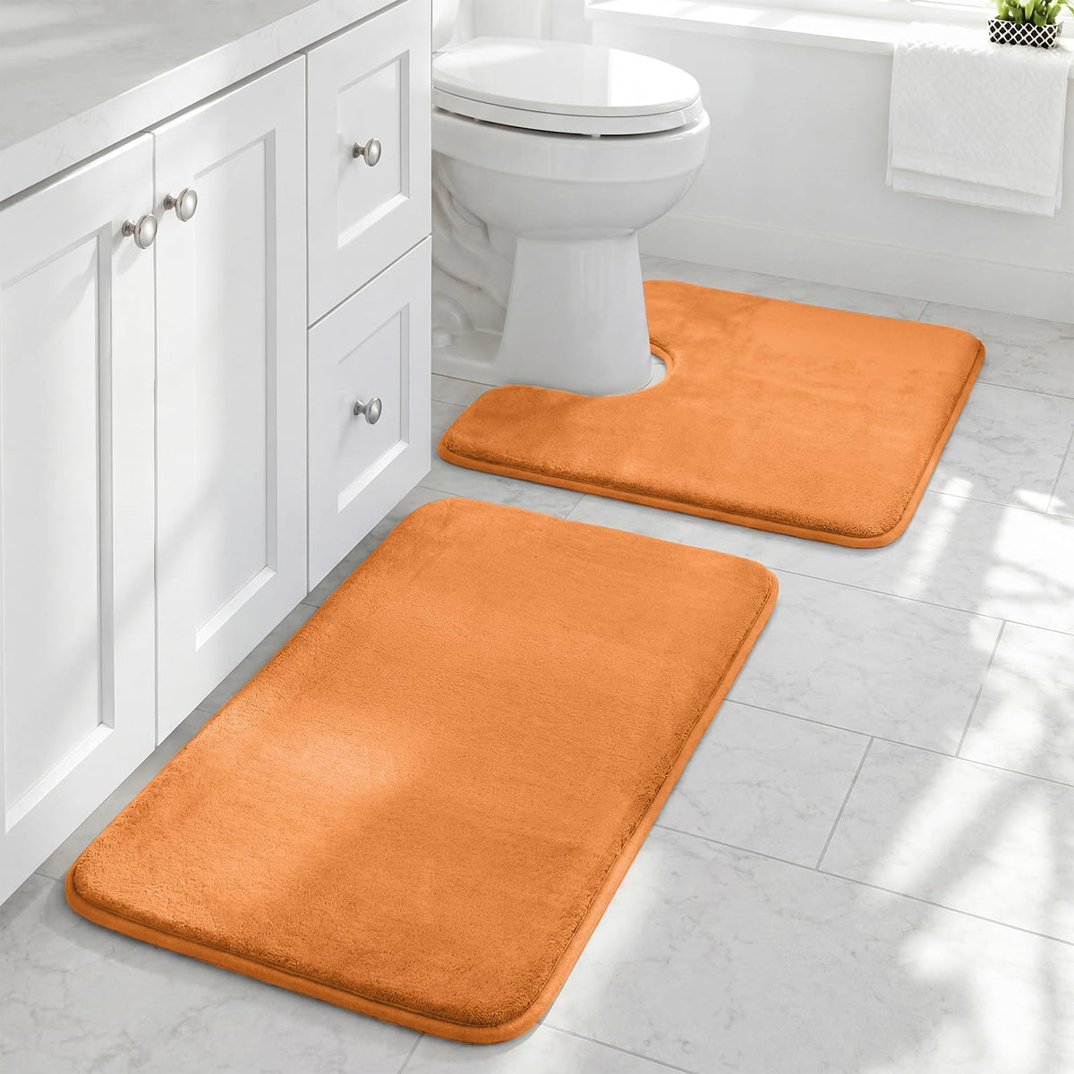 HUXMEYSON 3-Piece Soft Absorbent Non-Slip Bathroom Rug Set