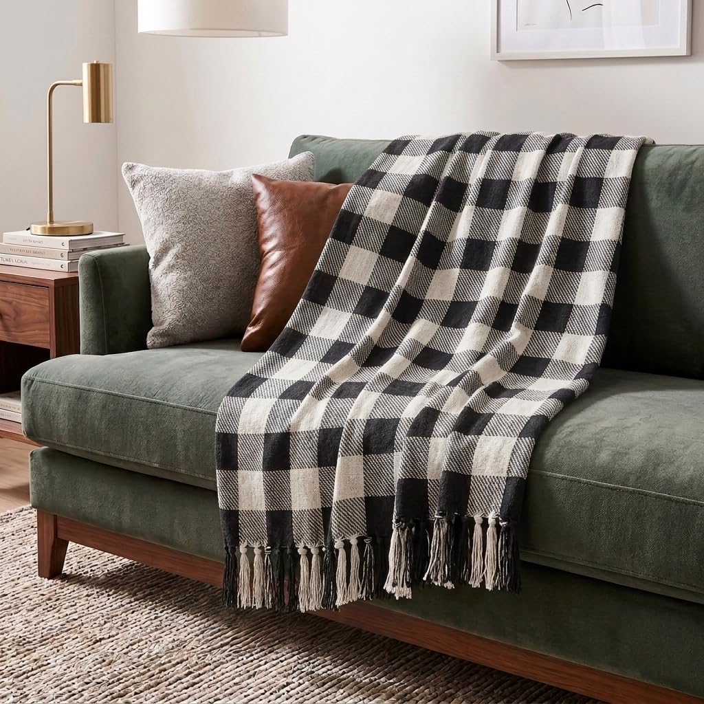 Americanflat Cotton Herringbone Throw Blanket for Sofa