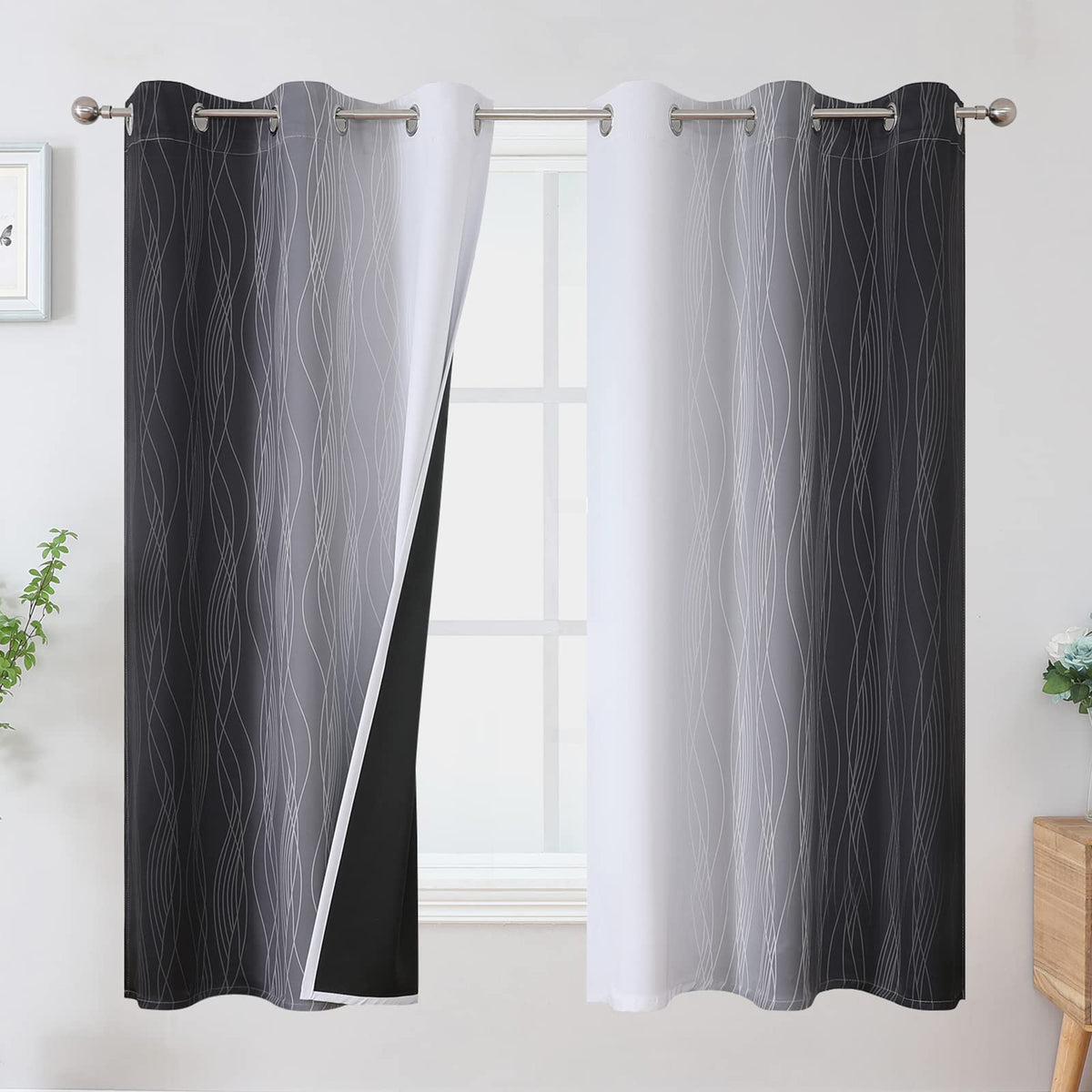 Estelar Textiler Ombre Blackout Curtains for Bedroom 2 Panels Set