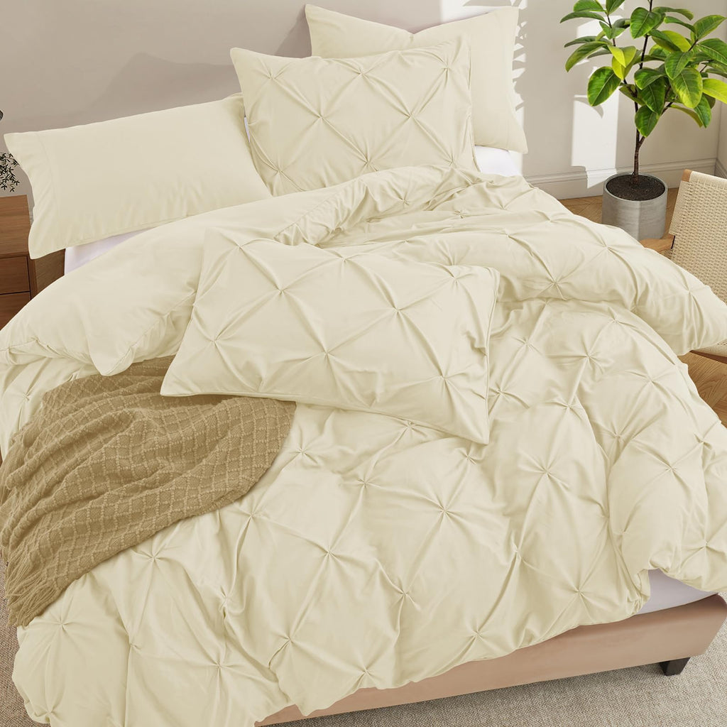 VACVELT Pintuck Pillow Cases Set of 2, Pillow Shams Decorative Pillowcases with Envelope Closure, Pinch Pleated Microfiber Pillowcases, Wrinkle and Stain Resistant