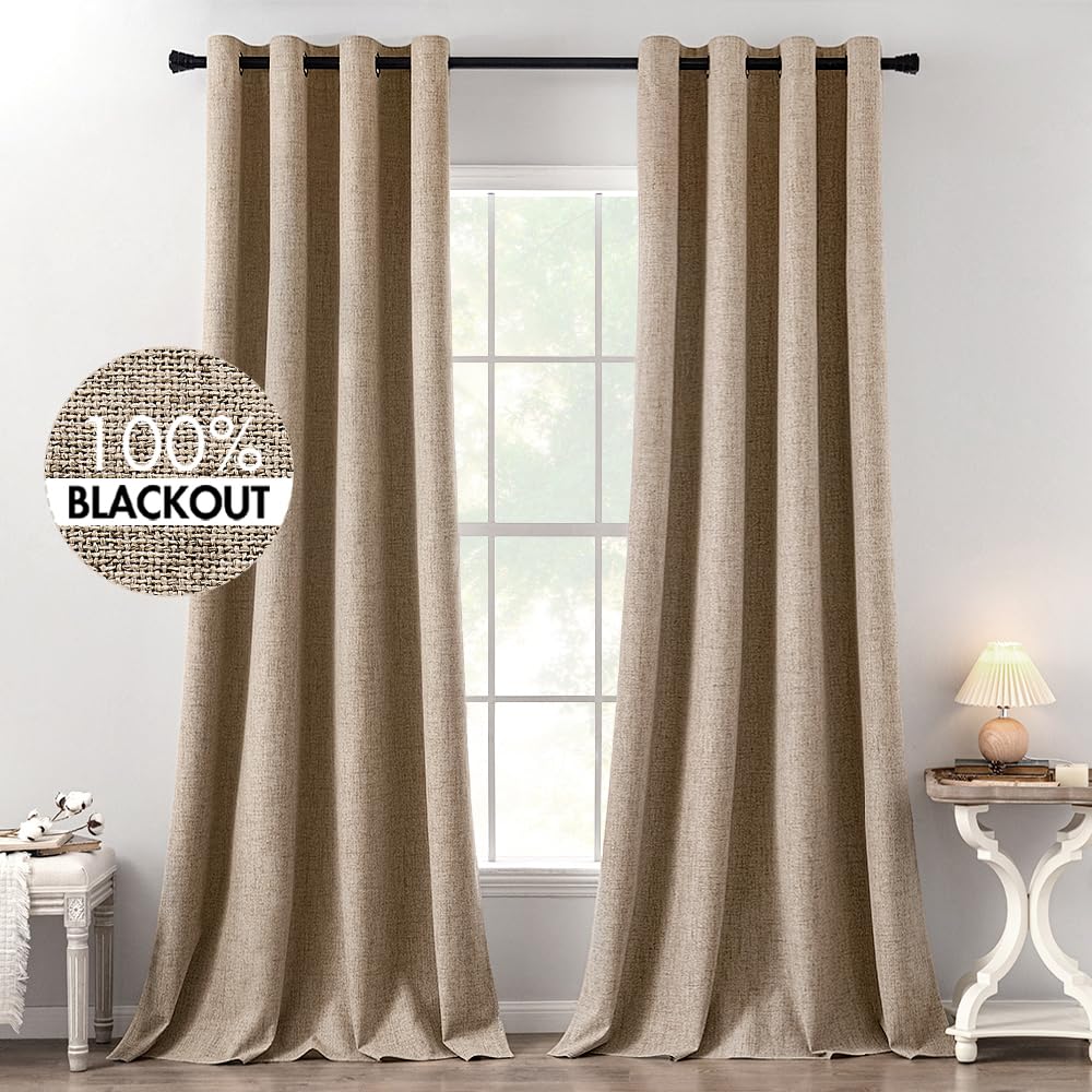 MIULEE Linen-Textured Thermal Insulated Blackout Curtains