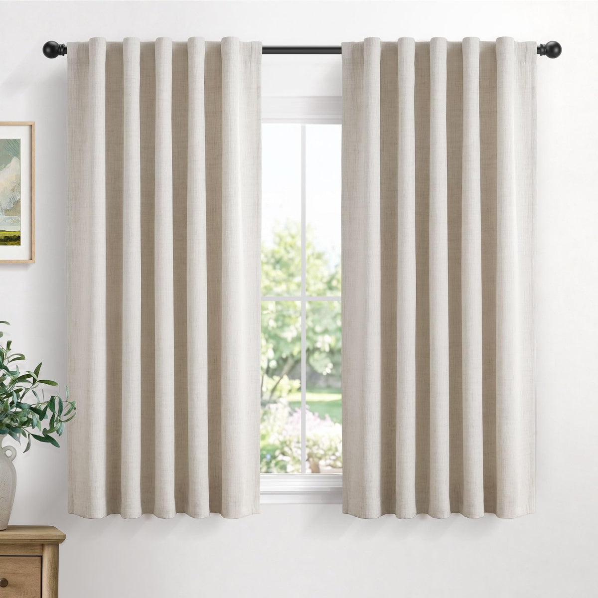 Linen Total Blackout Curtains for Bedroom and Living Room