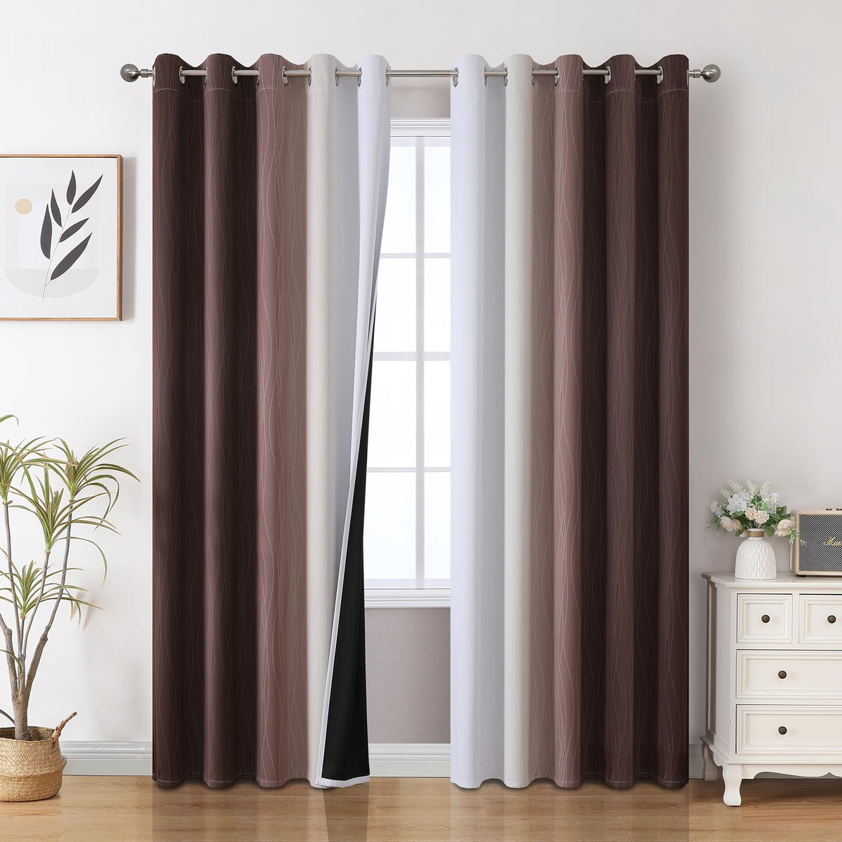 Estelar Textiler Ombre Blackout Curtains for Bedroom 2 Panels Set