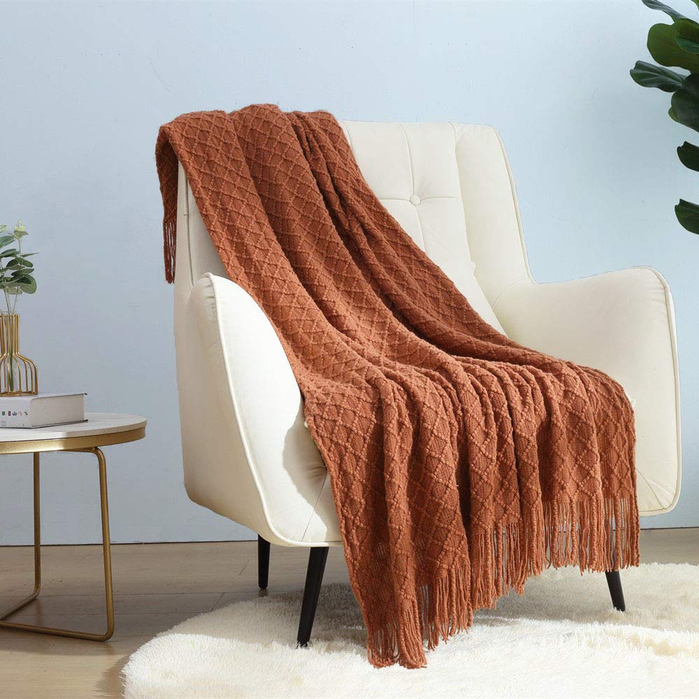 CREVENT Soft Knitted Decorative Throw Blanket for Sofa