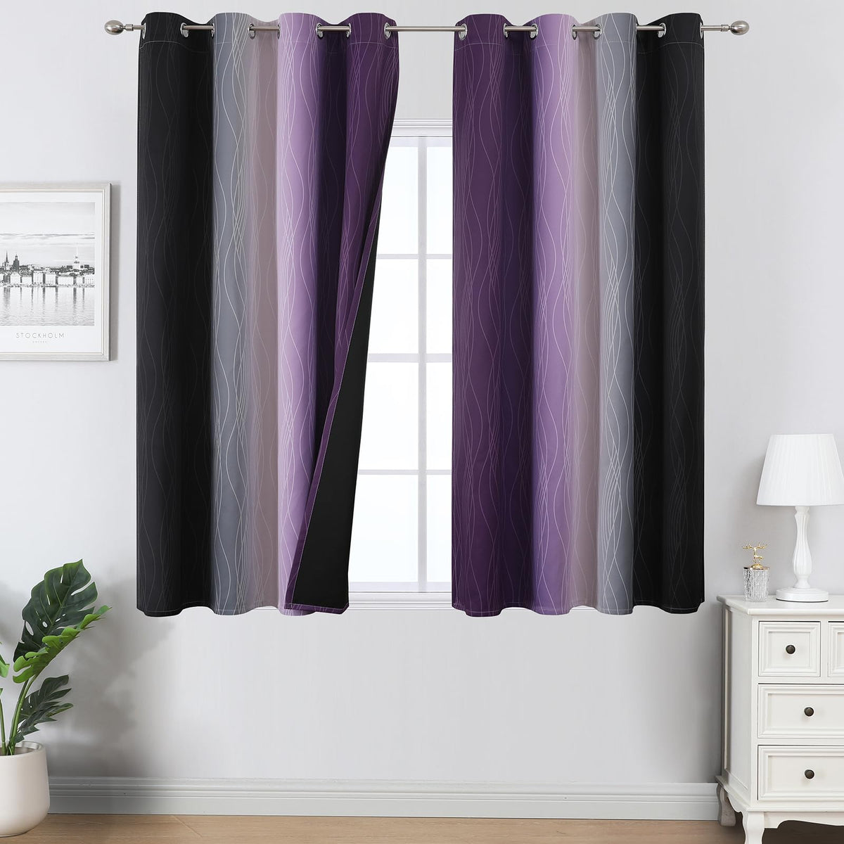 Estelar Textiler Ombre Blackout Curtains for Bedroom 2 Panels Set