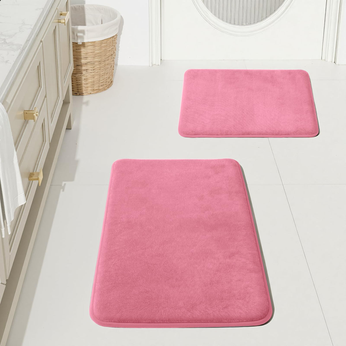 HUXMEYSON 3-Piece Soft Absorbent Non-Slip Bathroom Rug Set