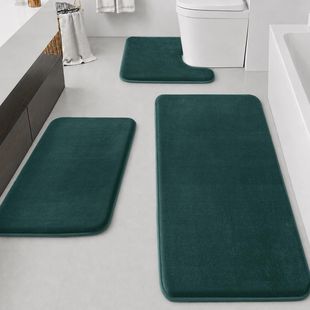 HUXMEYSON 3-Piece Soft Absorbent Non-Slip Bathroom Rug Set