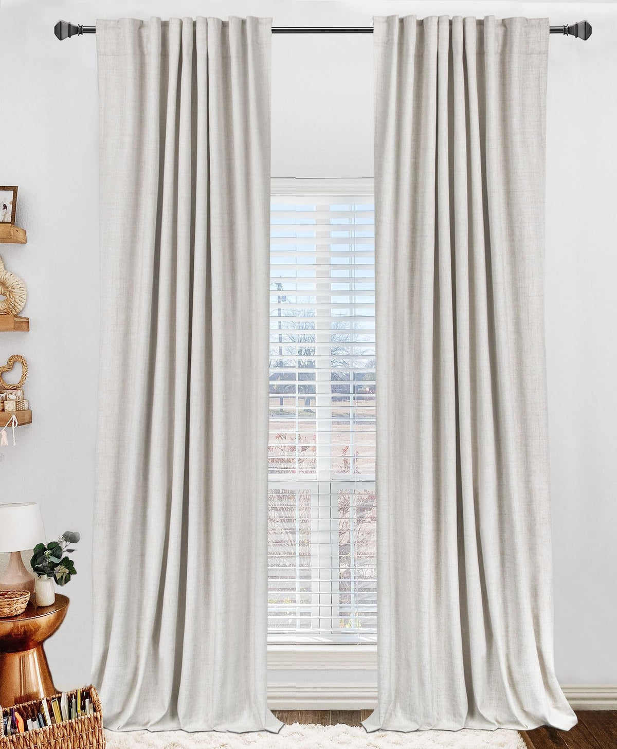 Linen Total Blackout Curtains for Bedroom and Living Room
