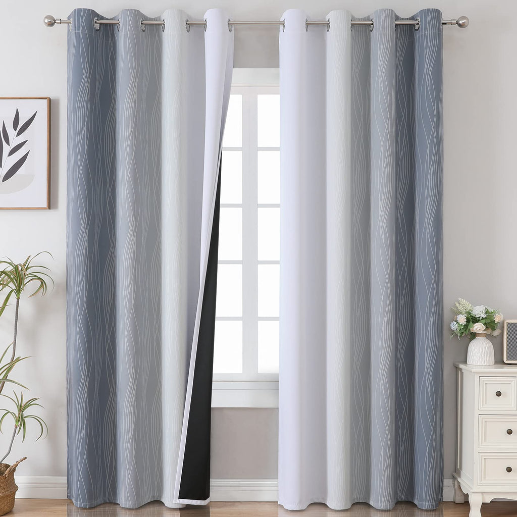 Estelar Textiler Ombre Blackout Curtains for Bedroom 2 Panels Set