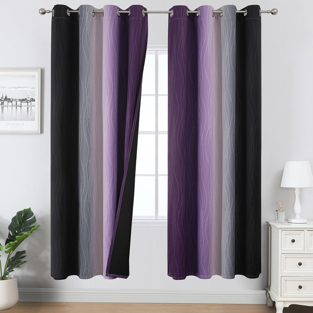 Estelar Textiler Ombre Blackout Curtains for Bedroom 2 Panels Set