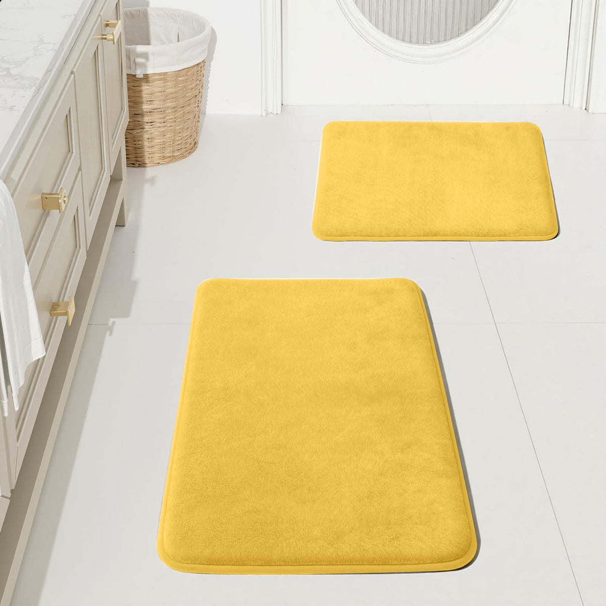HUXMEYSON 3-Piece Soft Absorbent Non-Slip Bathroom Rug Set