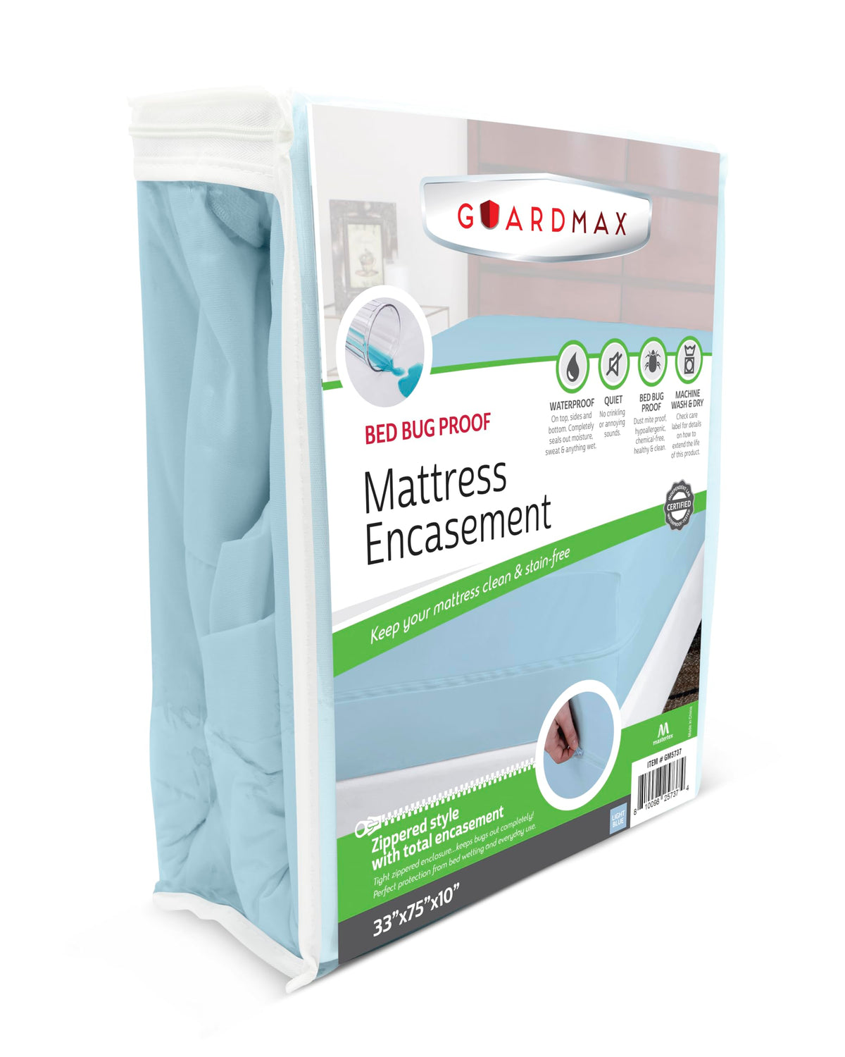 Guardmax Waterproof Jersey-Knit Zippered Mattress Encasement