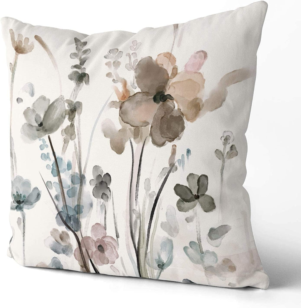 Qesonoo Flower Lumber Throw Pillow Covers Set of 2, Flowers Pillow Cushion Cases, Modern Decorative Square Pillowcases for Sofa Couch Bedroom Living Room Car Seat