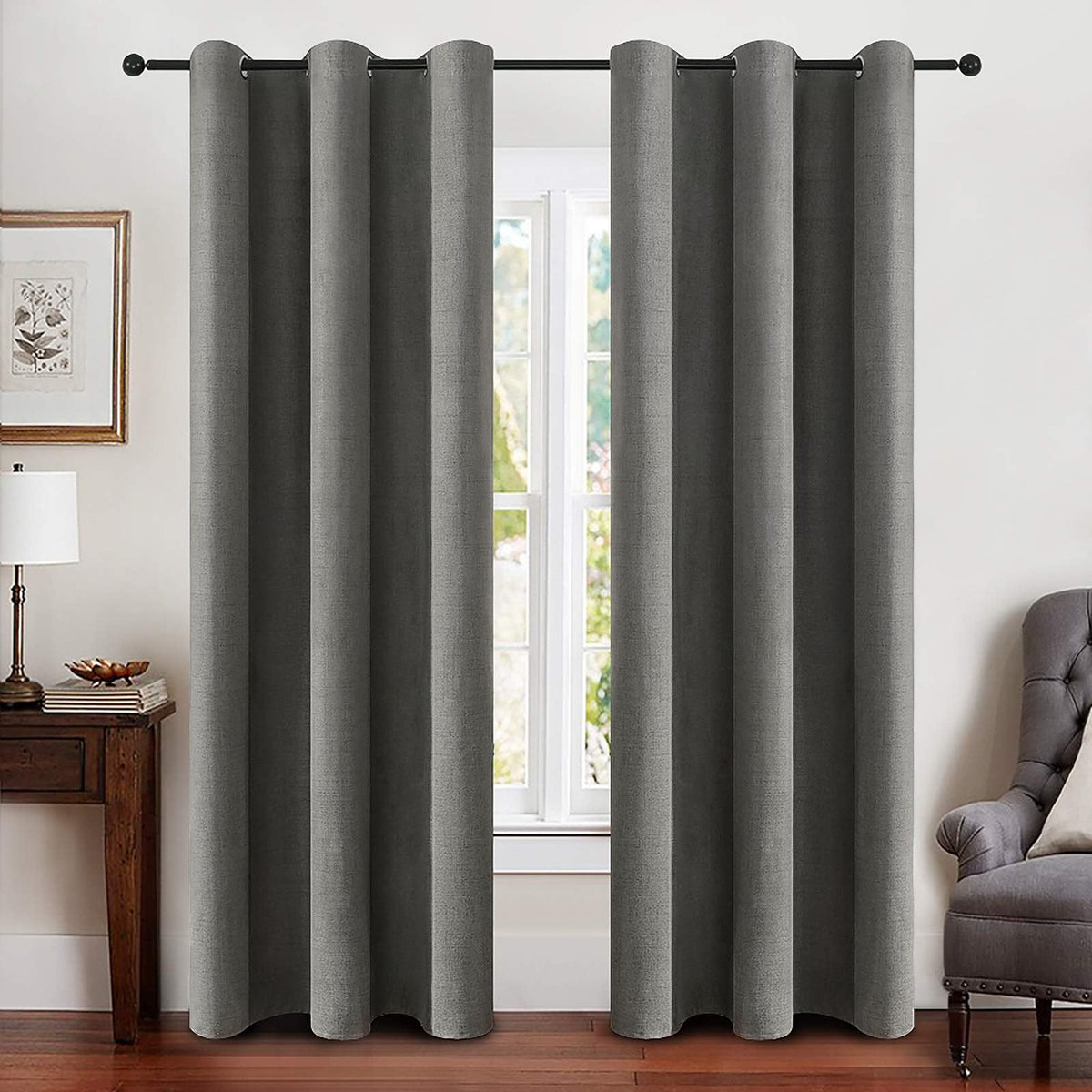 MIULEE Linen-Textured Thermal Insulated Blackout Curtains