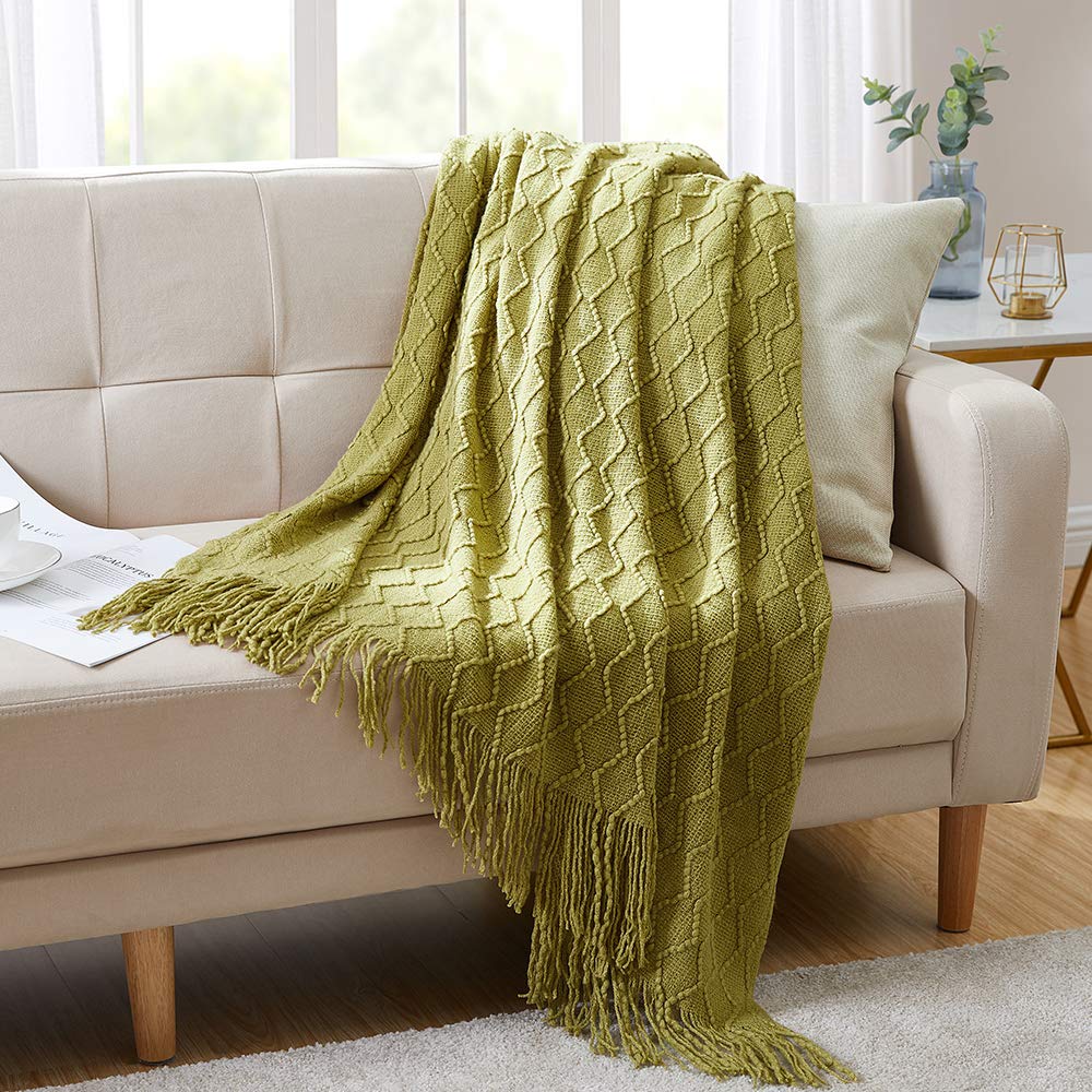 BOURINA Soft Textured Knitted Throw Blanket for Sofa