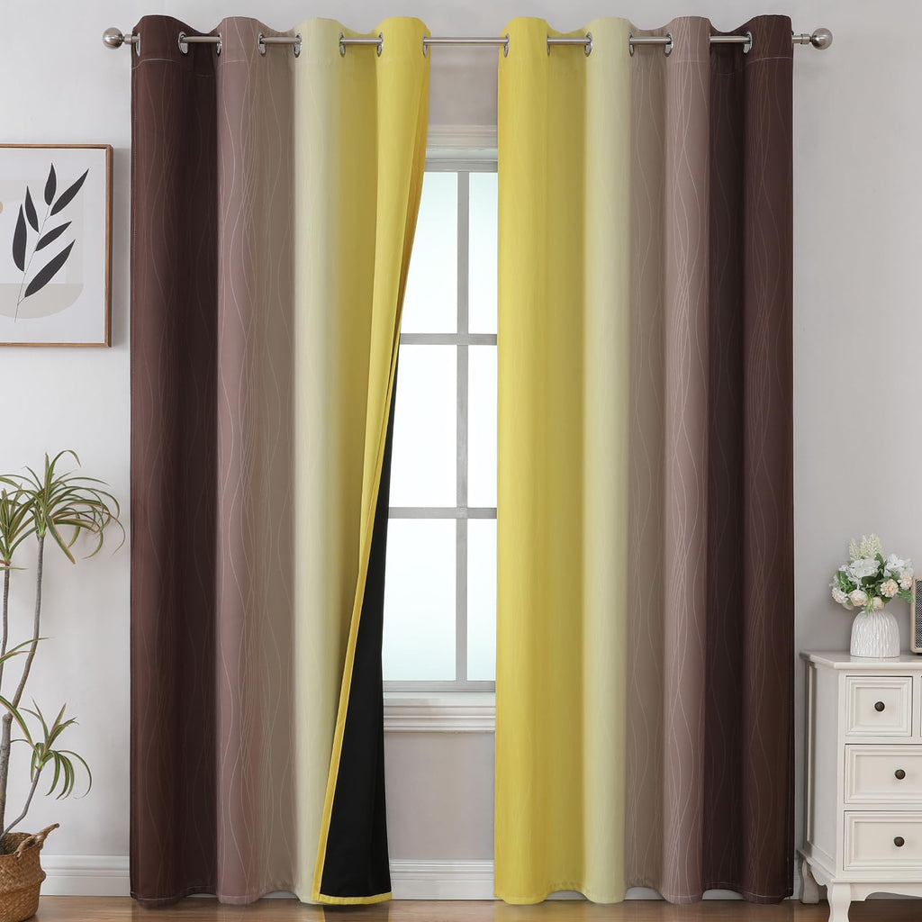 Estelar Textiler Ombre Blackout Curtains for Bedroom 2 Panels Set