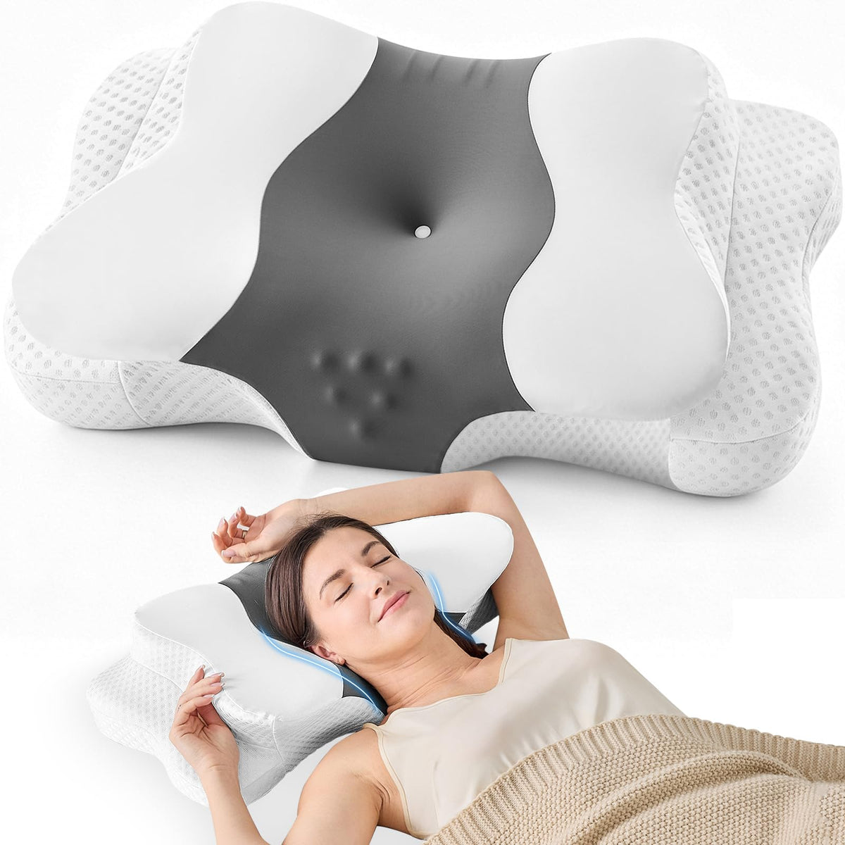 Ergonomic Memory Foam Neck Pillow for Side & Back Sleepers