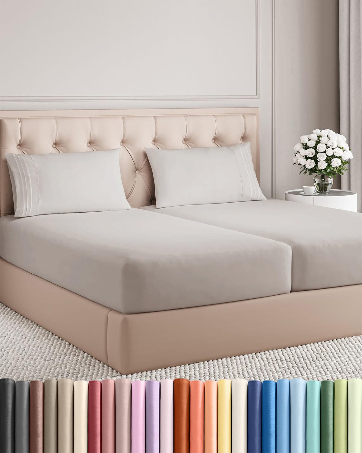 CGK Unlimited 4 Piece Sheet Set - Ultra-Soft, Breathable & Cooling Bed Sheets Set - Hotel Luxury Bedding for Women & Men with Deep Pockets - Wrinkle & Fade Free - Oeko-Tex