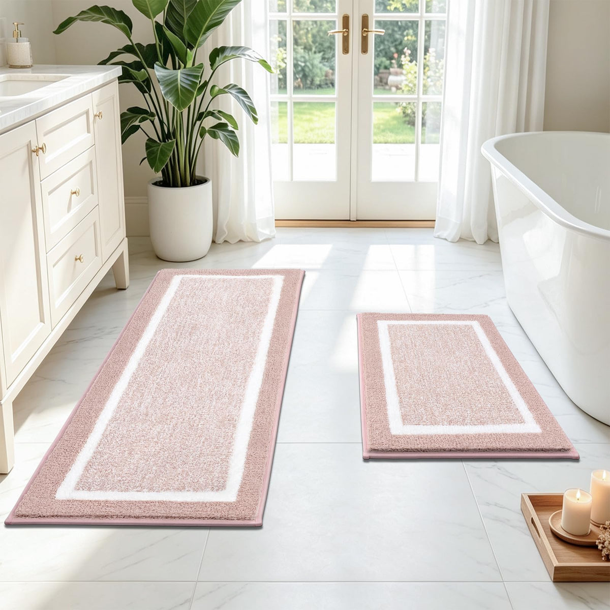 Pauwer Non-Slip Washable Bathroom Rug and Bath Mat Set