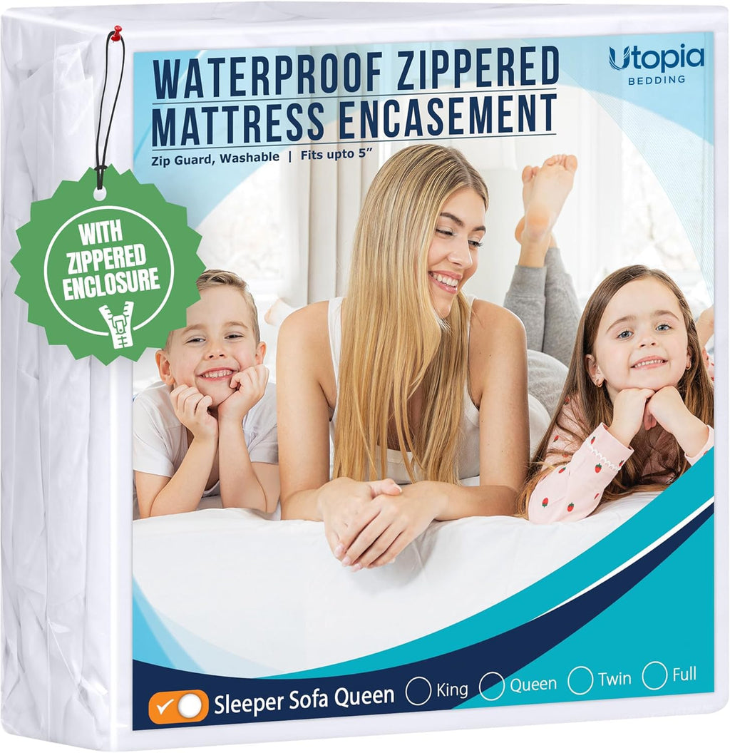Utopia Bedding Zippered Mattress Encasement, 100% Waterproof Bed Bug and Dust Mite Proof Mattress Protector, Absorbent Six-Sided Mattress Cover