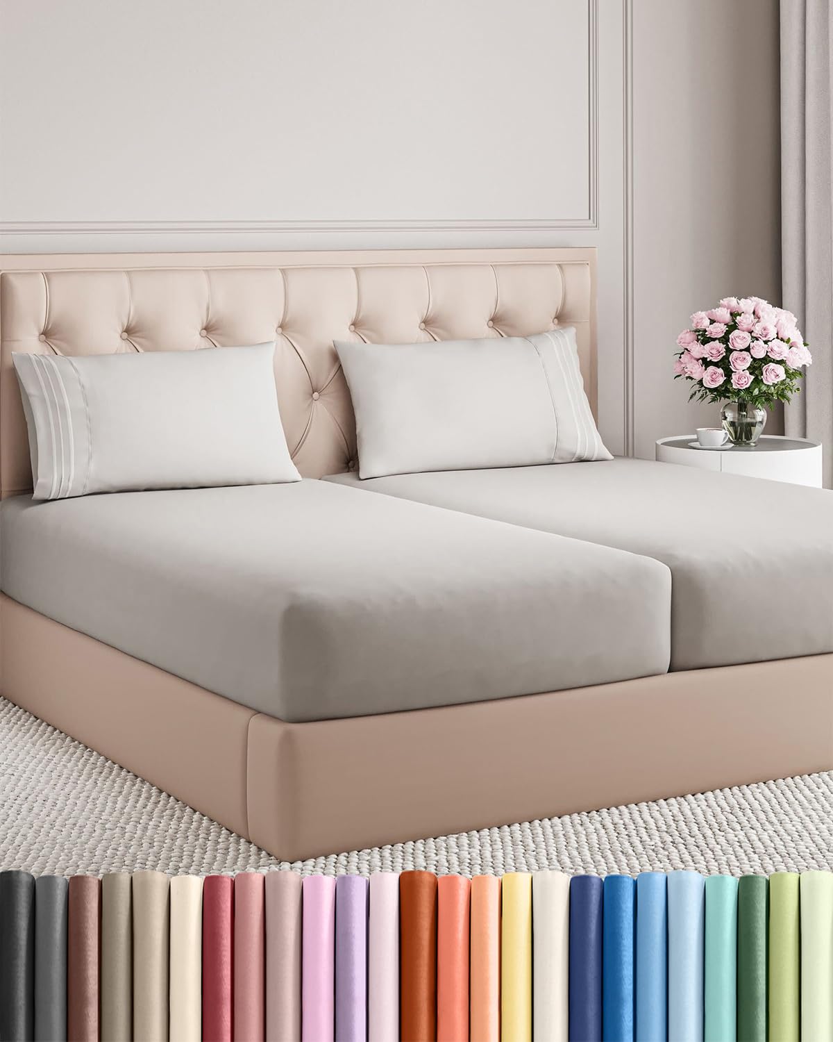CGK Unlimited 4 Piece Sheet Set - Ultra-Soft, Breathable & Cooling Bed Sheets Set - Hotel Luxury Bedding for Women & Men with Deep Pockets - Wrinkle & Fade Free - Oeko-Tex