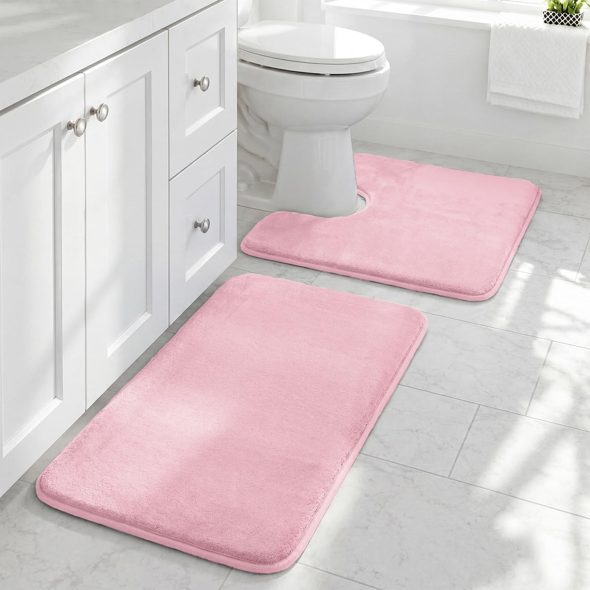 HUXMEYSON 3-Piece Soft Absorbent Non-Slip Bathroom Rug Set