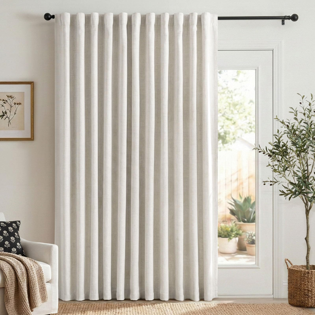 Linen Total Blackout Curtains for Bedroom and Living Room