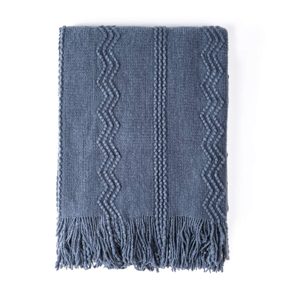 BOURINA Soft Textured Knitted Throw Blanket for Sofa