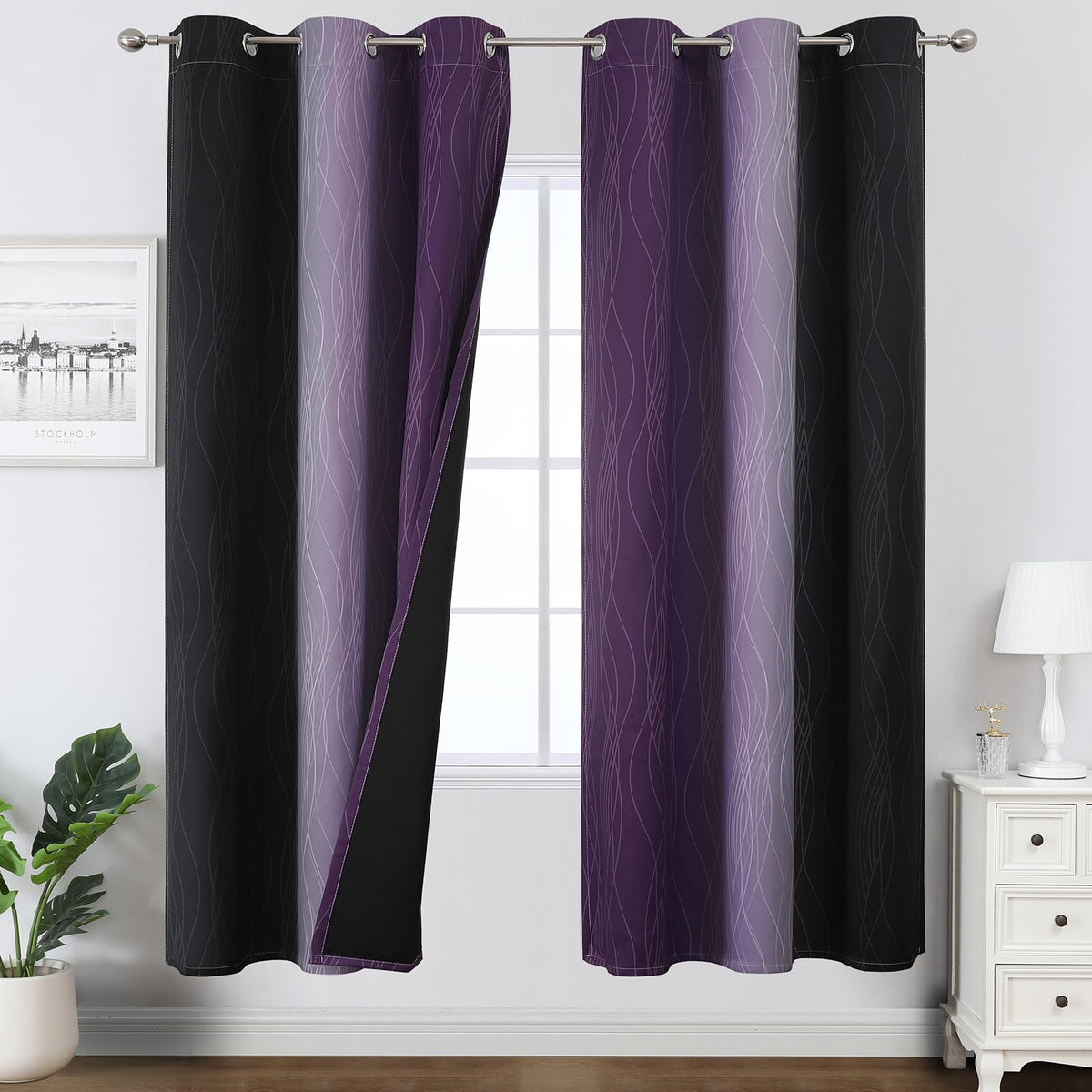 Estelar Textiler Ombre Blackout Curtains for Bedroom 2 Panels Set