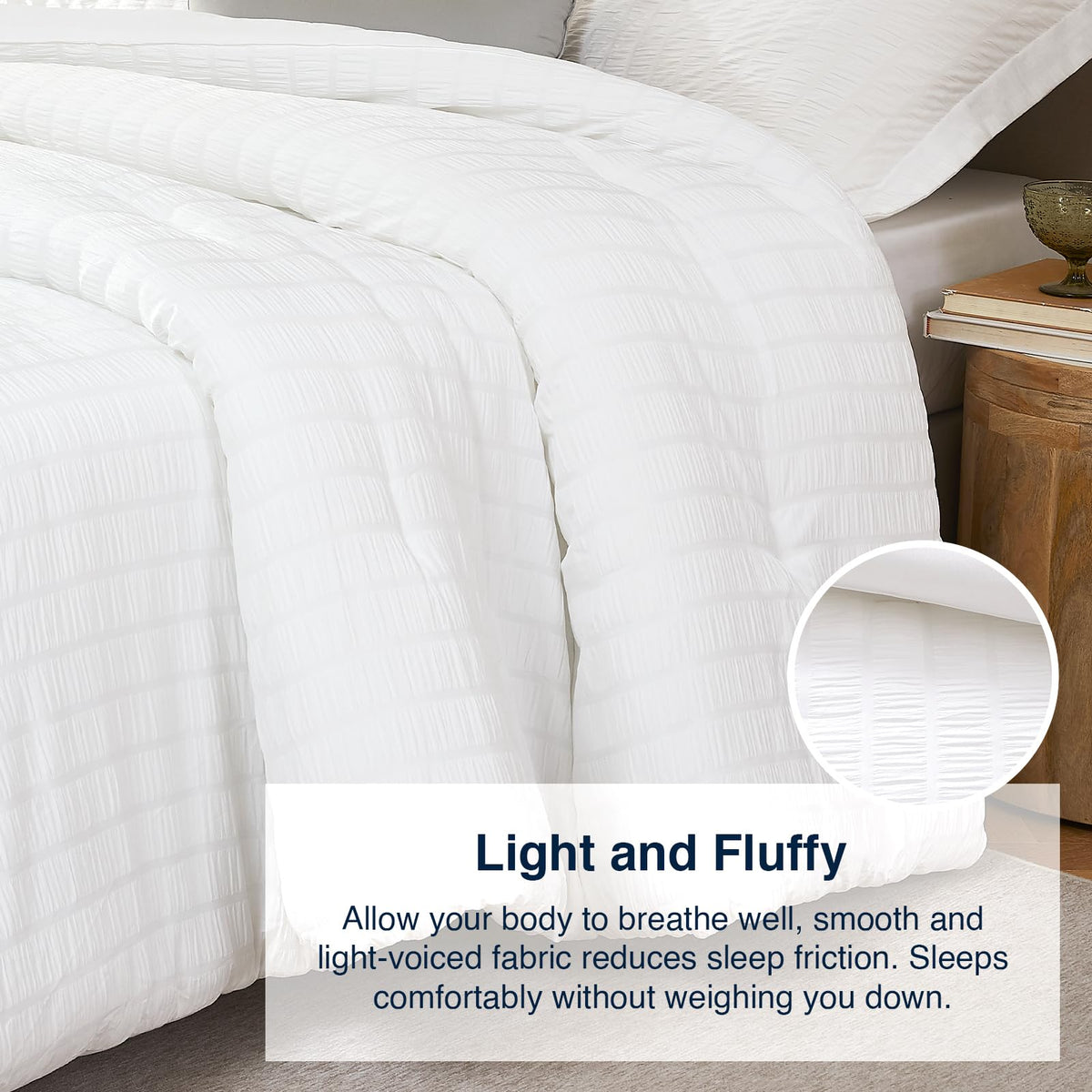 Quataly 3-Piece Seersucker Comforter Set with Pillowcases