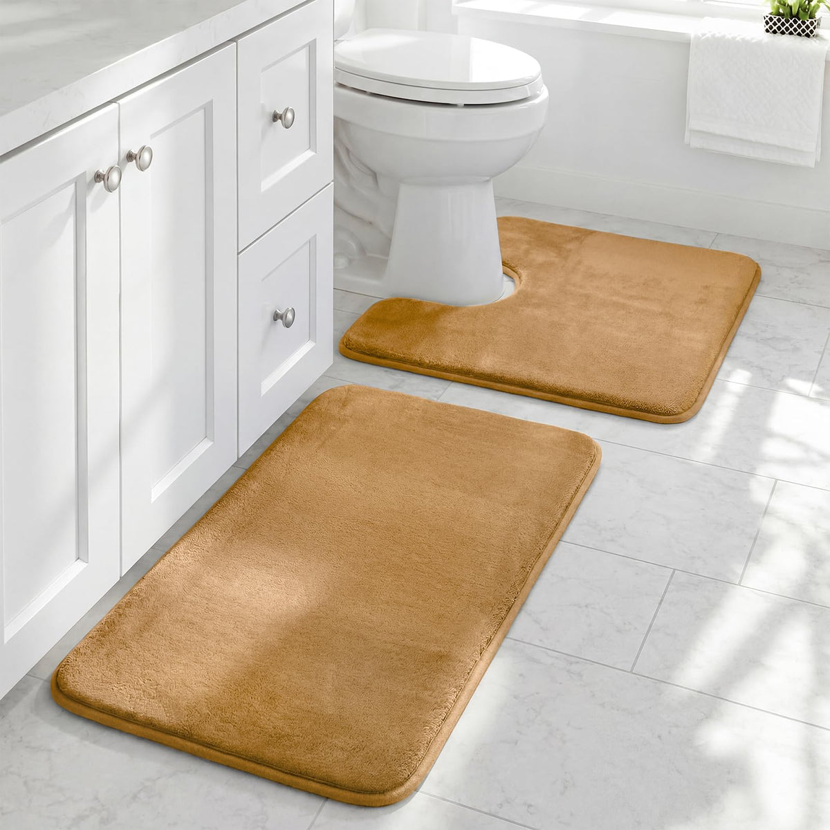 HUXMEYSON 3-Piece Soft Absorbent Non-Slip Bathroom Rug Set