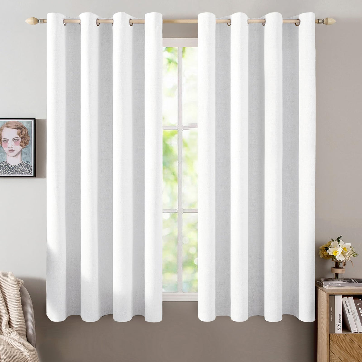 MIULEE Linen-Textured Thermal Insulated Blackout Curtains