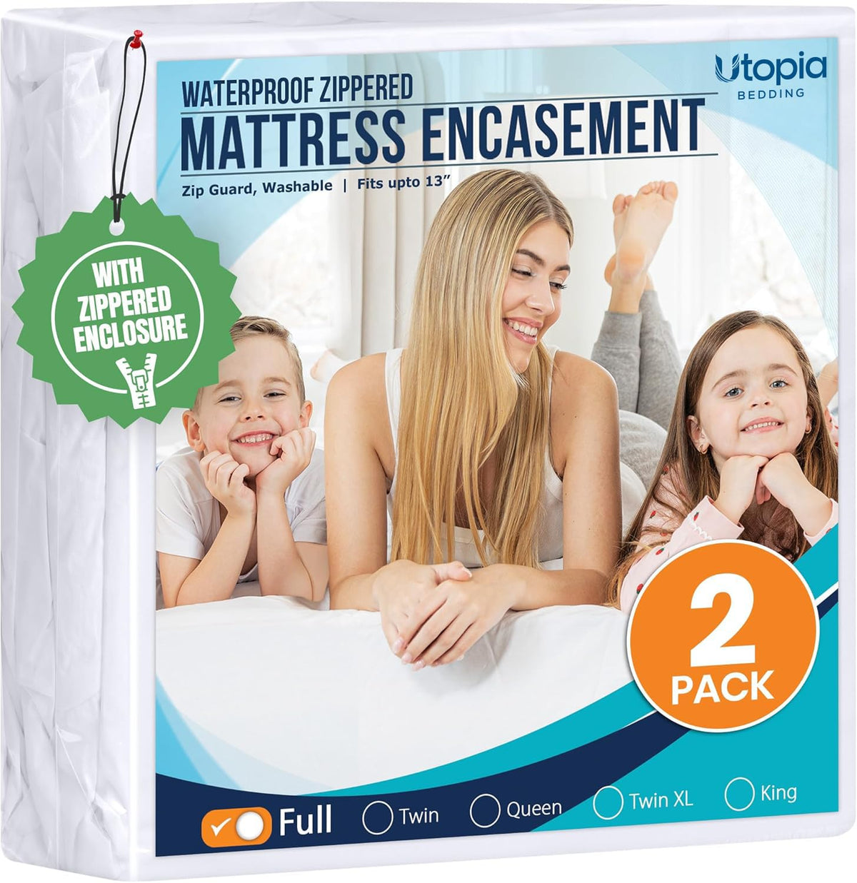 Utopia Bedding Zippered Mattress Encasement, 100% Waterproof Bed Bug and Dust Mite Proof Mattress Protector, Absorbent Six-Sided Mattress Cover