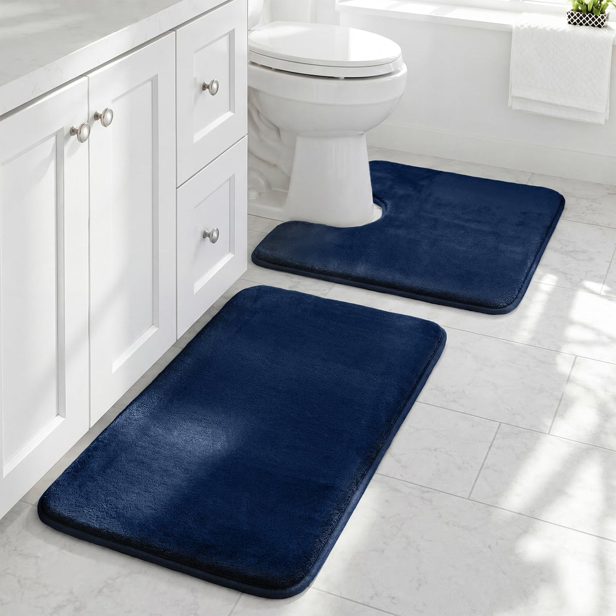 HUXMEYSON 3-Piece Soft Absorbent Non-Slip Bathroom Rug Set