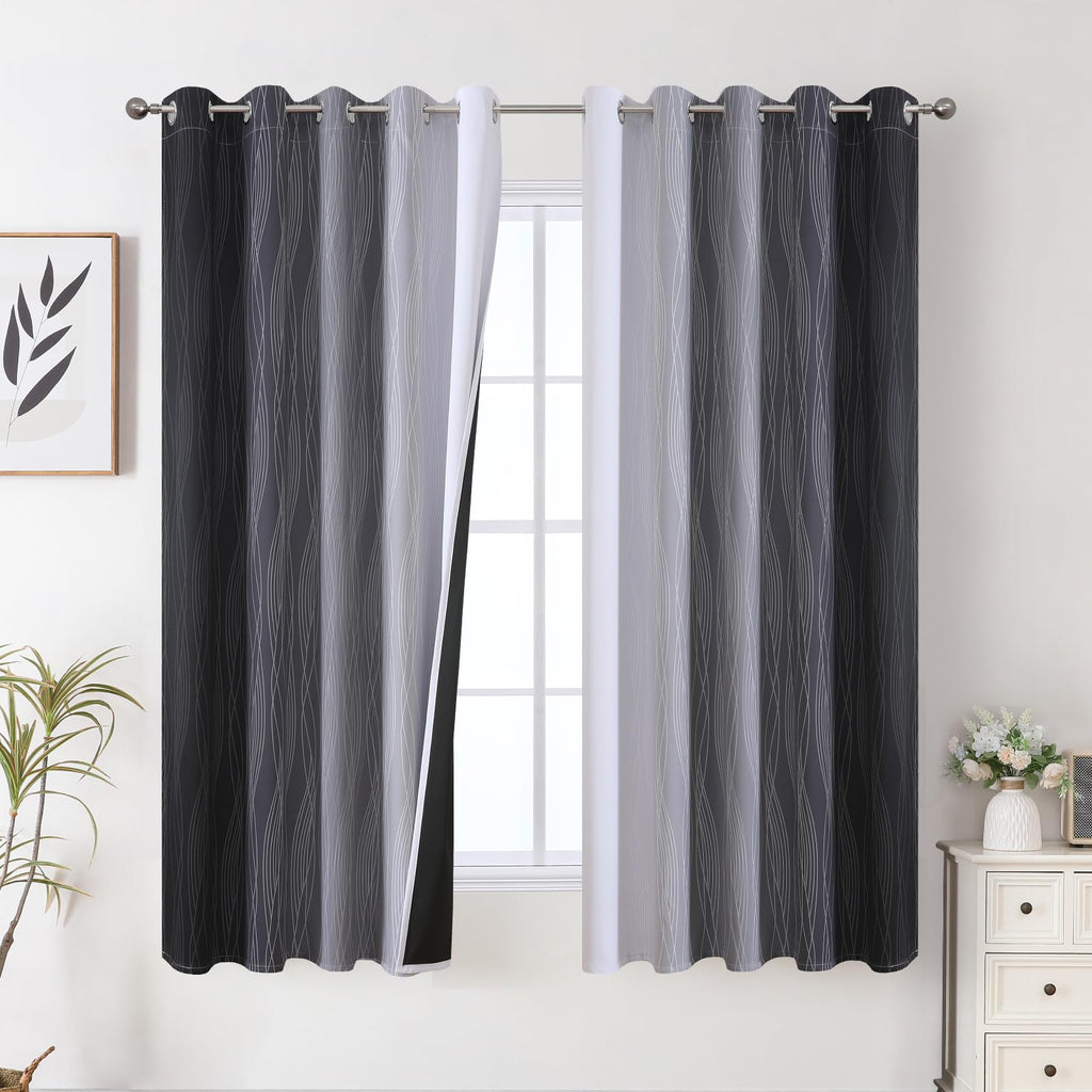Estelar Textiler Ombre Blackout Curtains for Bedroom 2 Panels Set