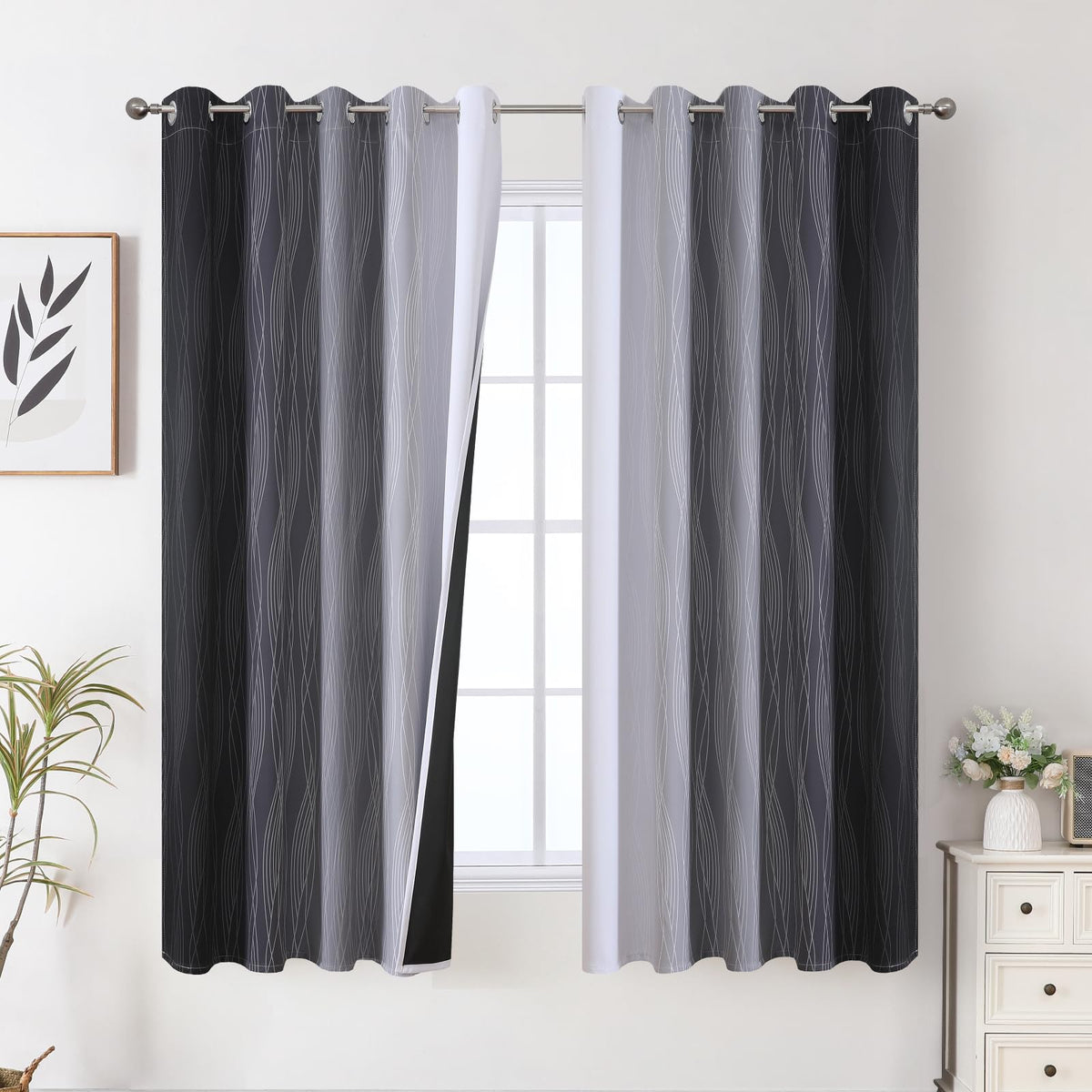 Estelar Textiler Ombre Blackout Curtains for Bedroom 2 Panels Set