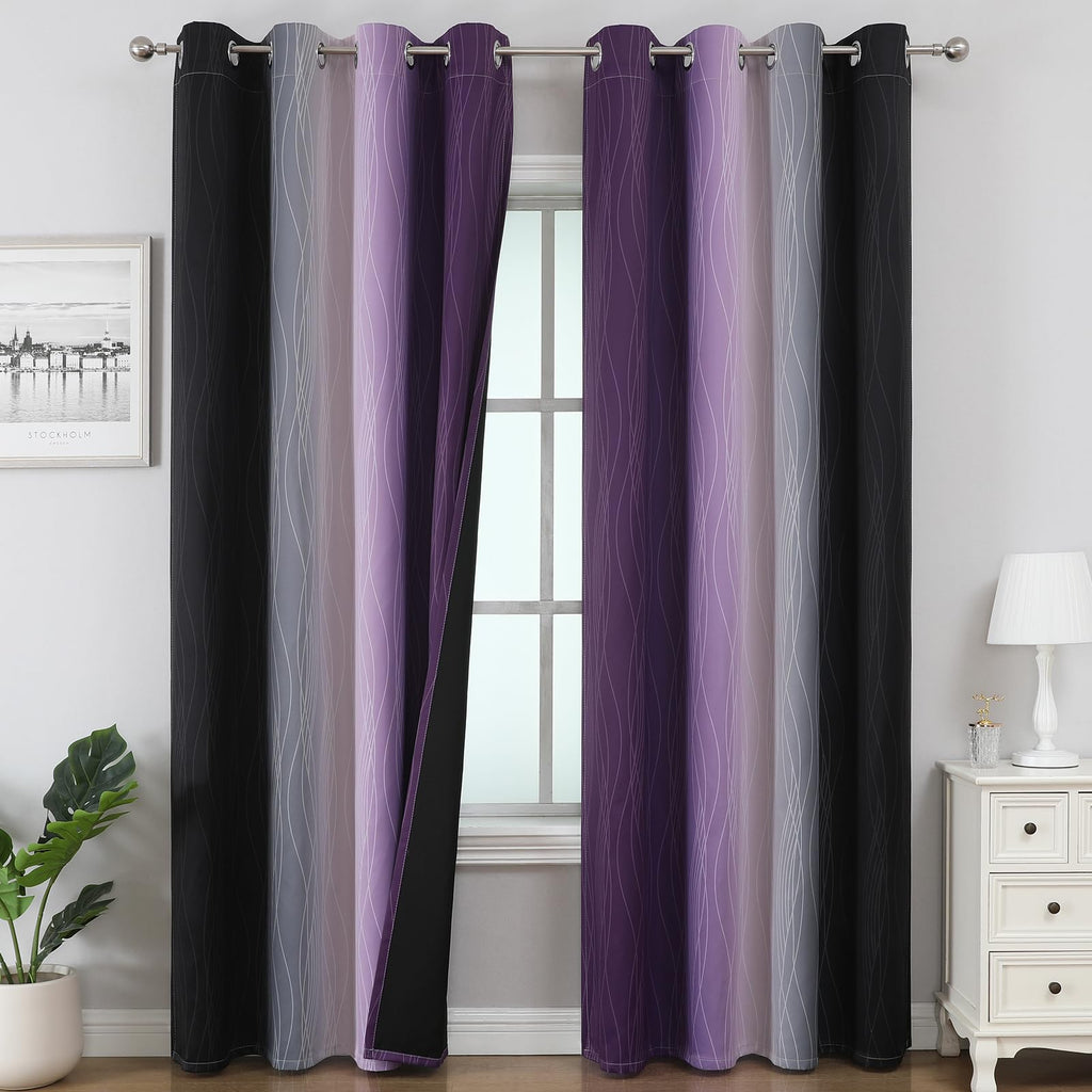 Estelar Textiler Ombre Blackout Curtains for Bedroom 2 Panels Set
