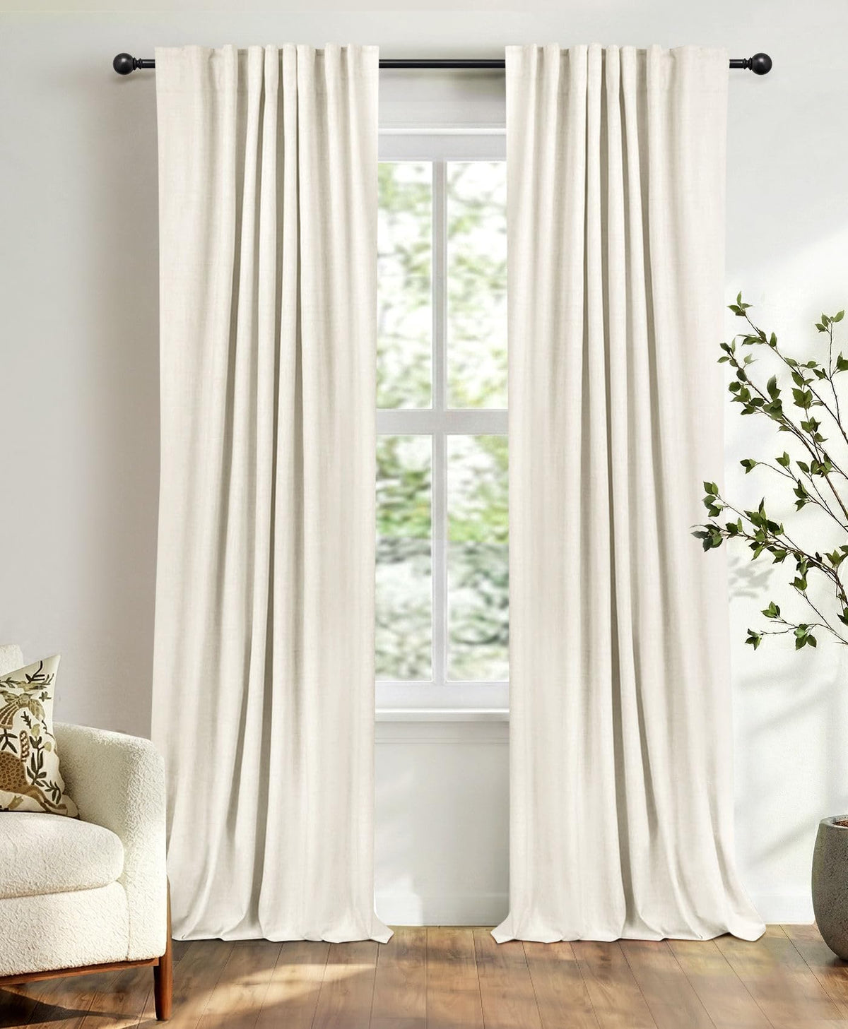 Linen Total Blackout Curtains for Bedroom and Living Room