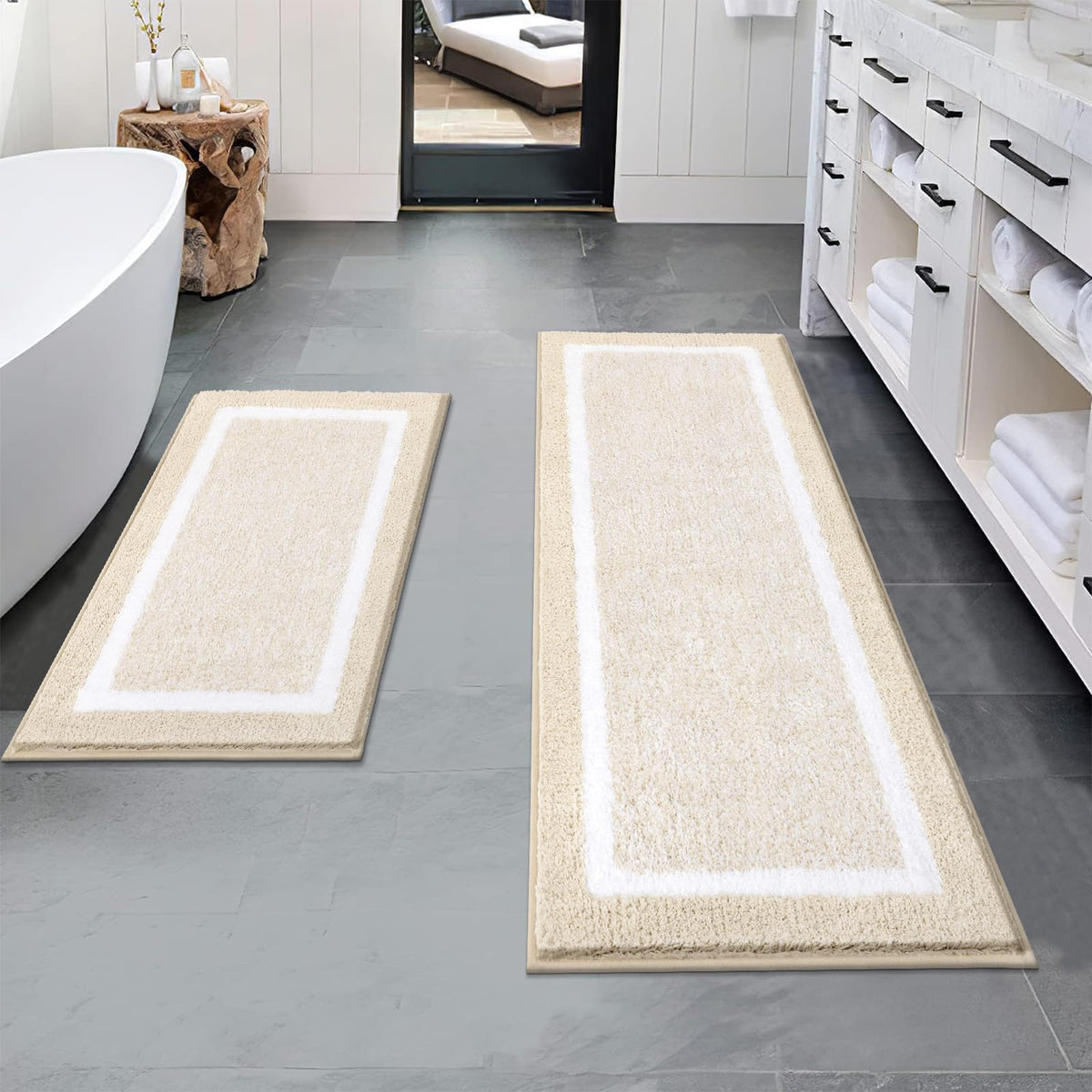 Pauwer Non-Slip Washable Bathroom Rug and Bath Mat Set