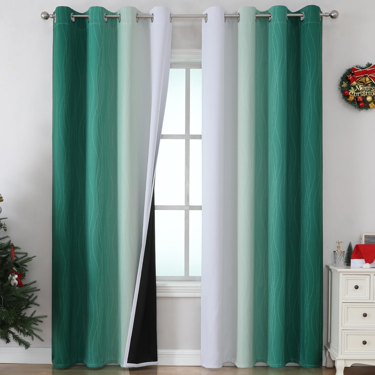 Estelar Textiler Ombre Blackout Curtains for Bedroom 2 Panels Set