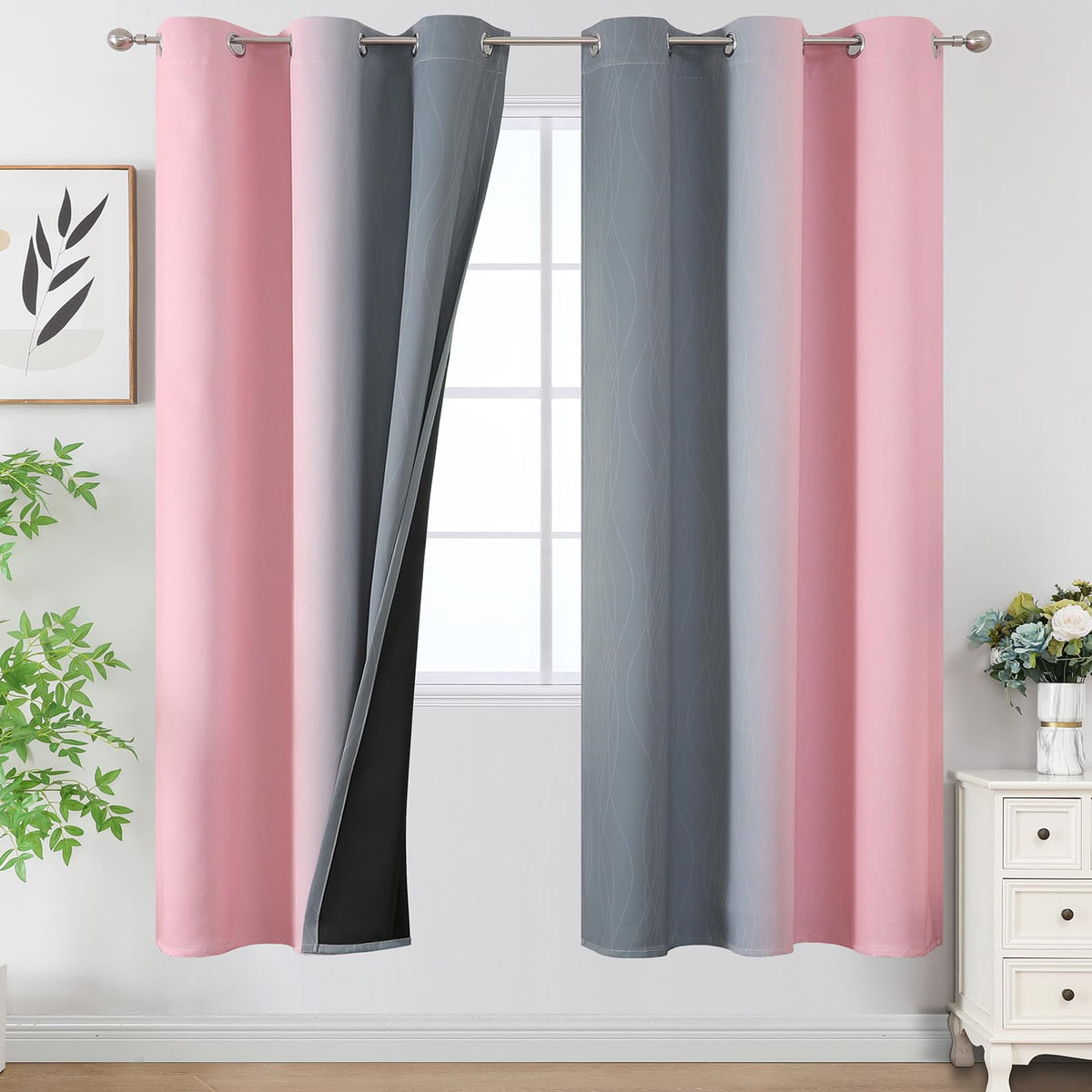 Estelar Textiler Ombre Blackout Curtains for Bedroom 2 Panels Set